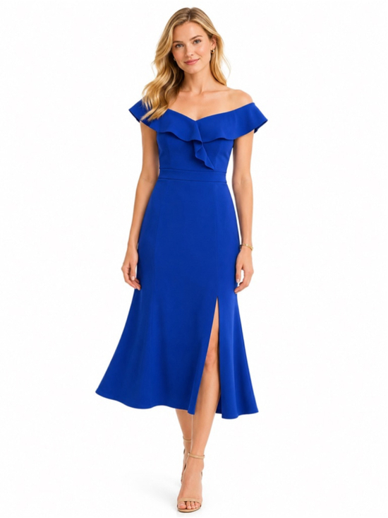 Alexa B Nites Dresses & Skirts - Alexa B Nites Royal Blue Off-Shoulder Midi Dress Size 8